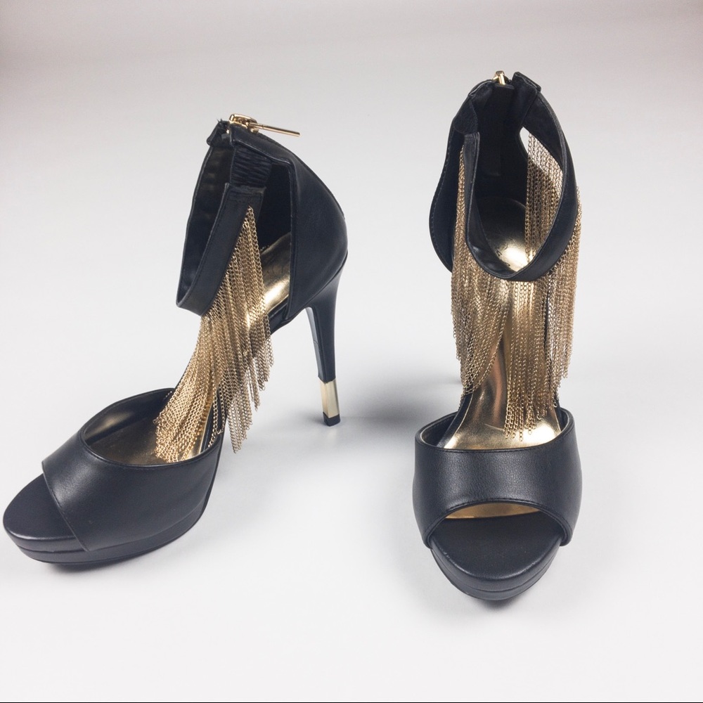 Black & Gold High Heels Pumps 6M